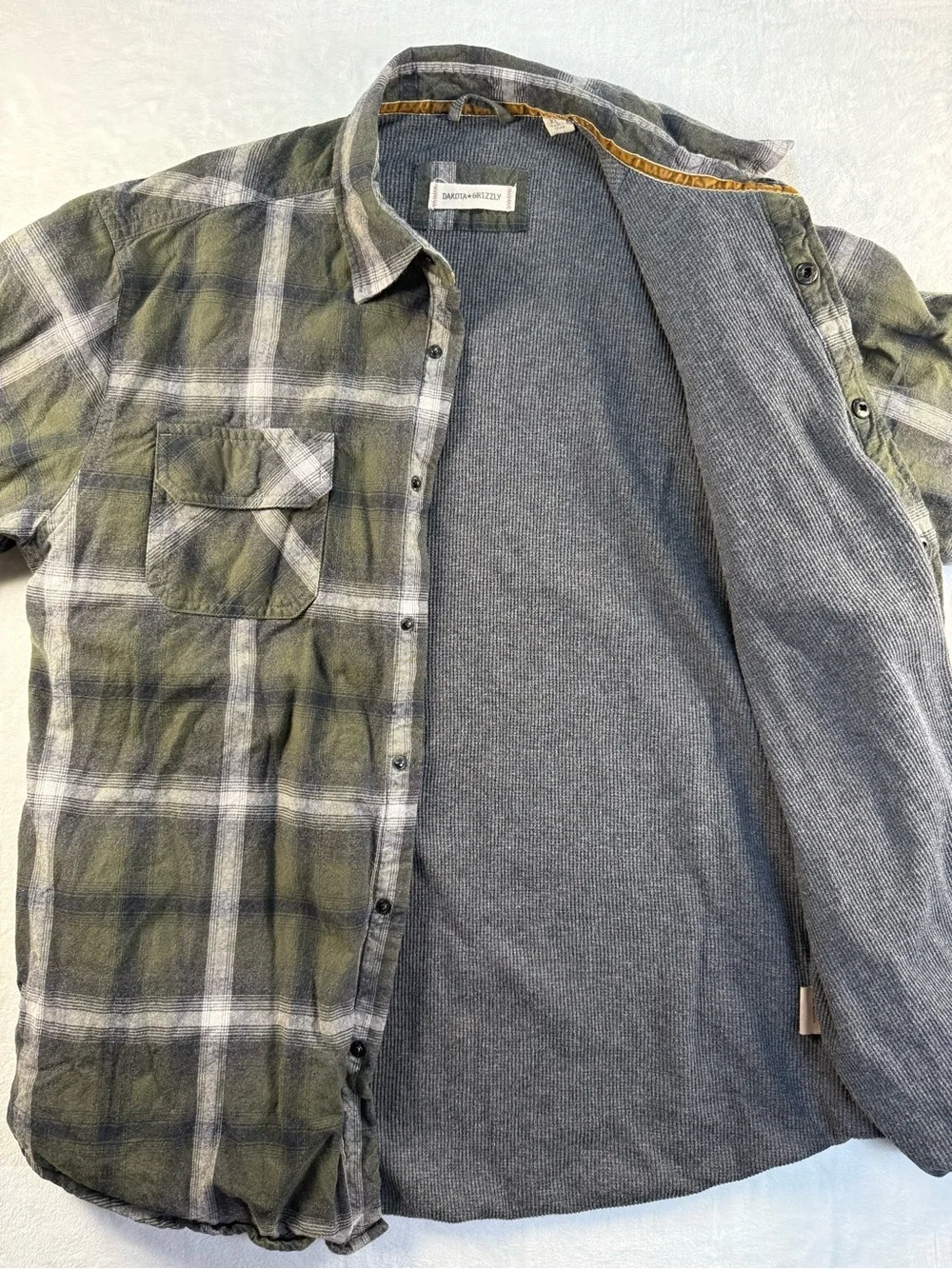 Dakota Grizzly Men's Plaid Flannel Shirt Jacket - Green & Gray